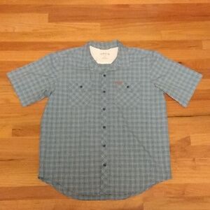 Orvis Men's Casual Blue Checkered Shirt Size XL